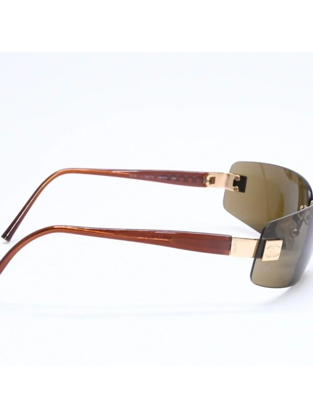 Chanel Rimless Sunglasses Eyewear CC Logo Brown